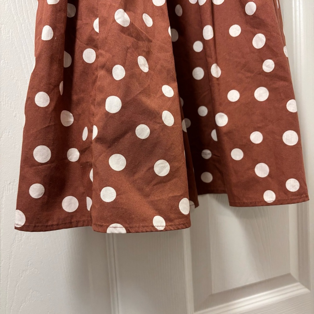 Abercrombie & Fitch Rust Polka Dot Smocked Dress - Picture 4 of 8